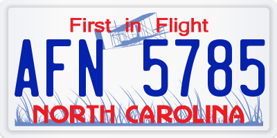 NC license plate AFN5785