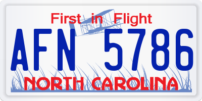 NC license plate AFN5786