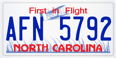 NC license plate AFN5792