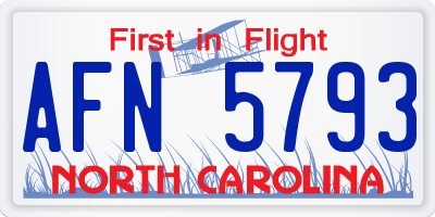 NC license plate AFN5793