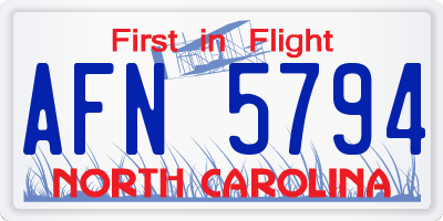 NC license plate AFN5794