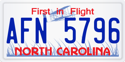 NC license plate AFN5796