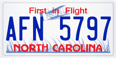 NC license plate AFN5797