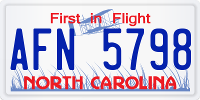 NC license plate AFN5798