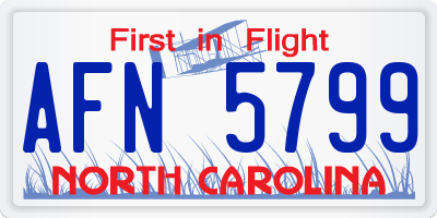 NC license plate AFN5799