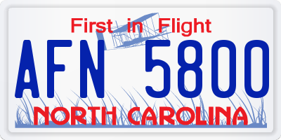 NC license plate AFN5800