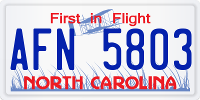 NC license plate AFN5803