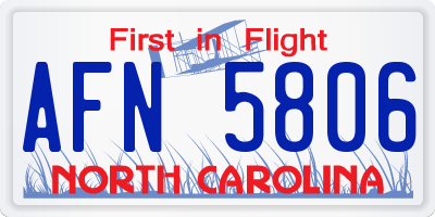 NC license plate AFN5806