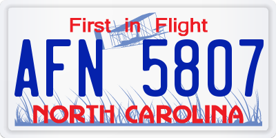 NC license plate AFN5807