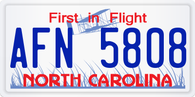 NC license plate AFN5808