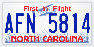 NC license plate AFN5814