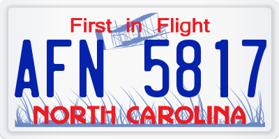 NC license plate AFN5817