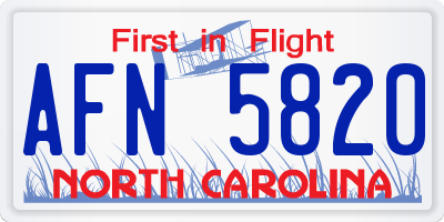 NC license plate AFN5820