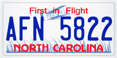 NC license plate AFN5822