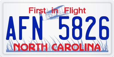 NC license plate AFN5826