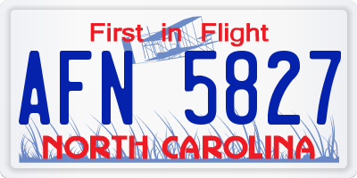 NC license plate AFN5827