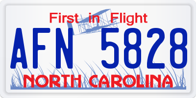 NC license plate AFN5828