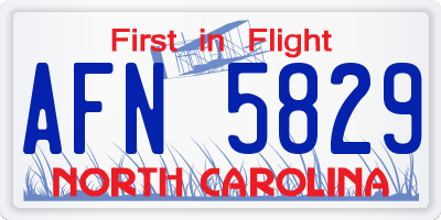 NC license plate AFN5829