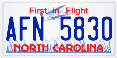NC license plate AFN5830
