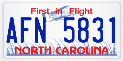 NC license plate AFN5831