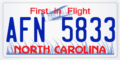 NC license plate AFN5833