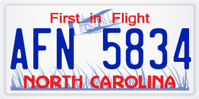NC license plate AFN5834