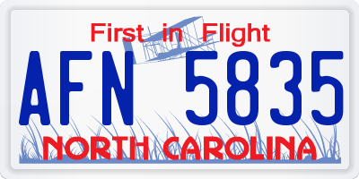 NC license plate AFN5835