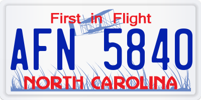 NC license plate AFN5840