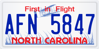 NC license plate AFN5847