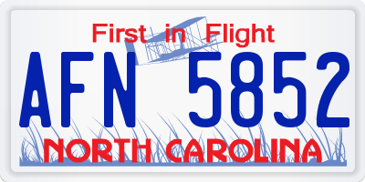 NC license plate AFN5852