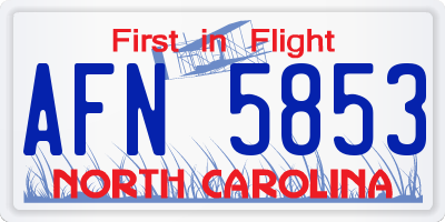 NC license plate AFN5853