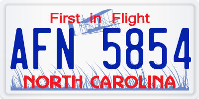 NC license plate AFN5854
