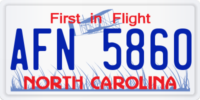 NC license plate AFN5860