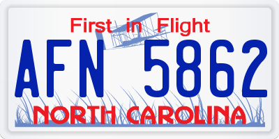 NC license plate AFN5862
