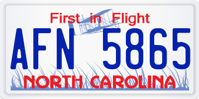NC license plate AFN5865