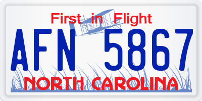 NC license plate AFN5867