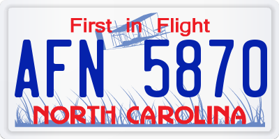 NC license plate AFN5870