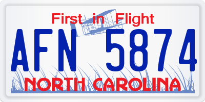 NC license plate AFN5874