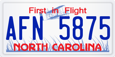 NC license plate AFN5875
