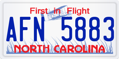 NC license plate AFN5883