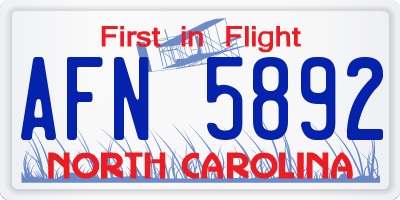 NC license plate AFN5892