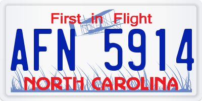 NC license plate AFN5914