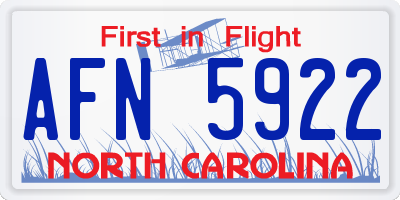 NC license plate AFN5922