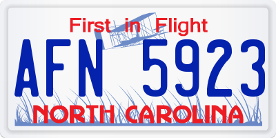 NC license plate AFN5923