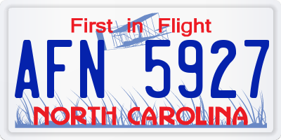 NC license plate AFN5927