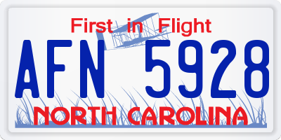 NC license plate AFN5928