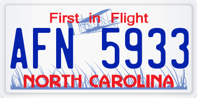 NC license plate AFN5933