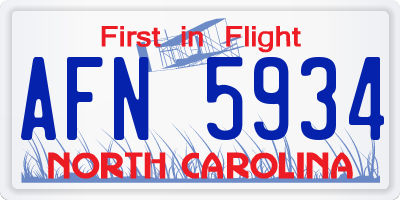 NC license plate AFN5934