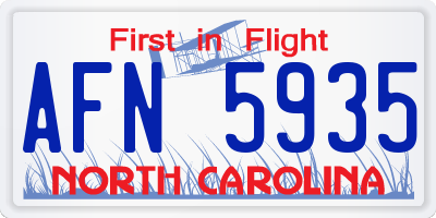 NC license plate AFN5935