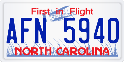 NC license plate AFN5940
